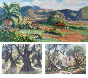 Huiles sur toiles et aquarelles sur la Provence